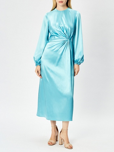 Платье с узлом голубое